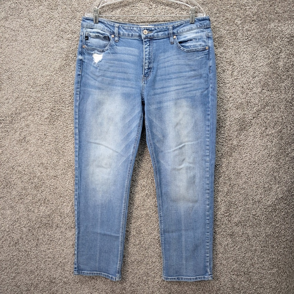 KanCan Maurices Womens Blue‎ Straight Leg Distressed Jeans Size 32 Style 213428